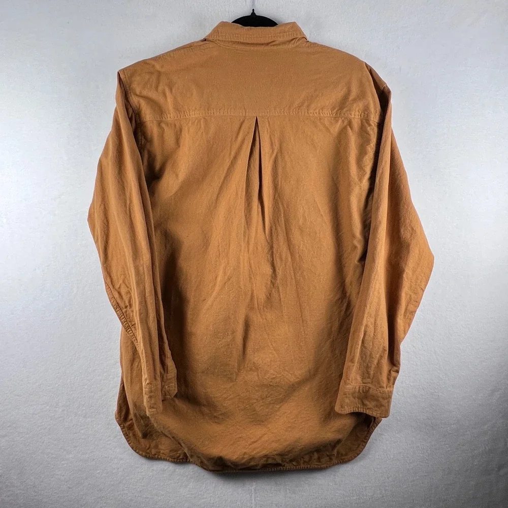 Fairplay Men's XL Brown Popover Shirt Long Sleeve Band Collar Workwear Boho - Picture 3 of 7